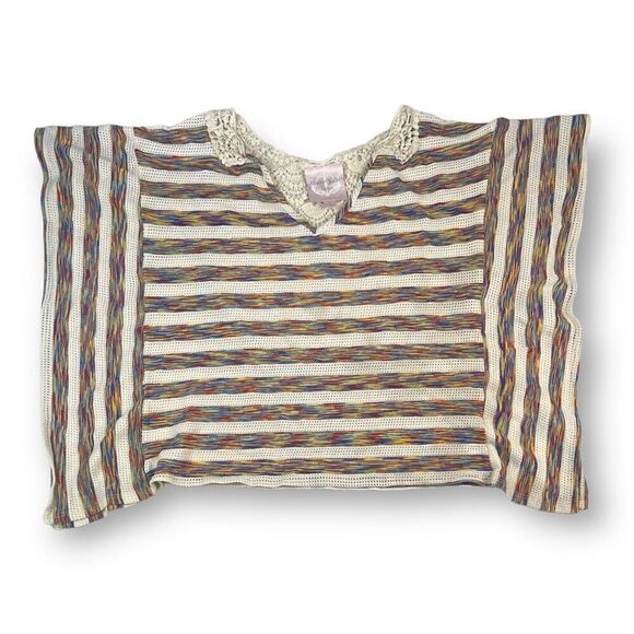 Romeo & Juliet Boxy Striped Crochet Top Size Medium - Picture 1 of 8